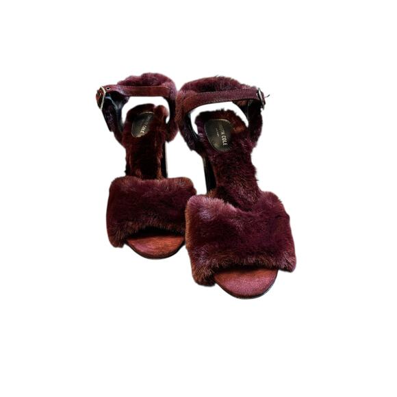 Kenneth Cole Melanie High Heel Sandals Sz 8 Brown Fluffy Open Toe Made in Italy - Picture 3 of 8